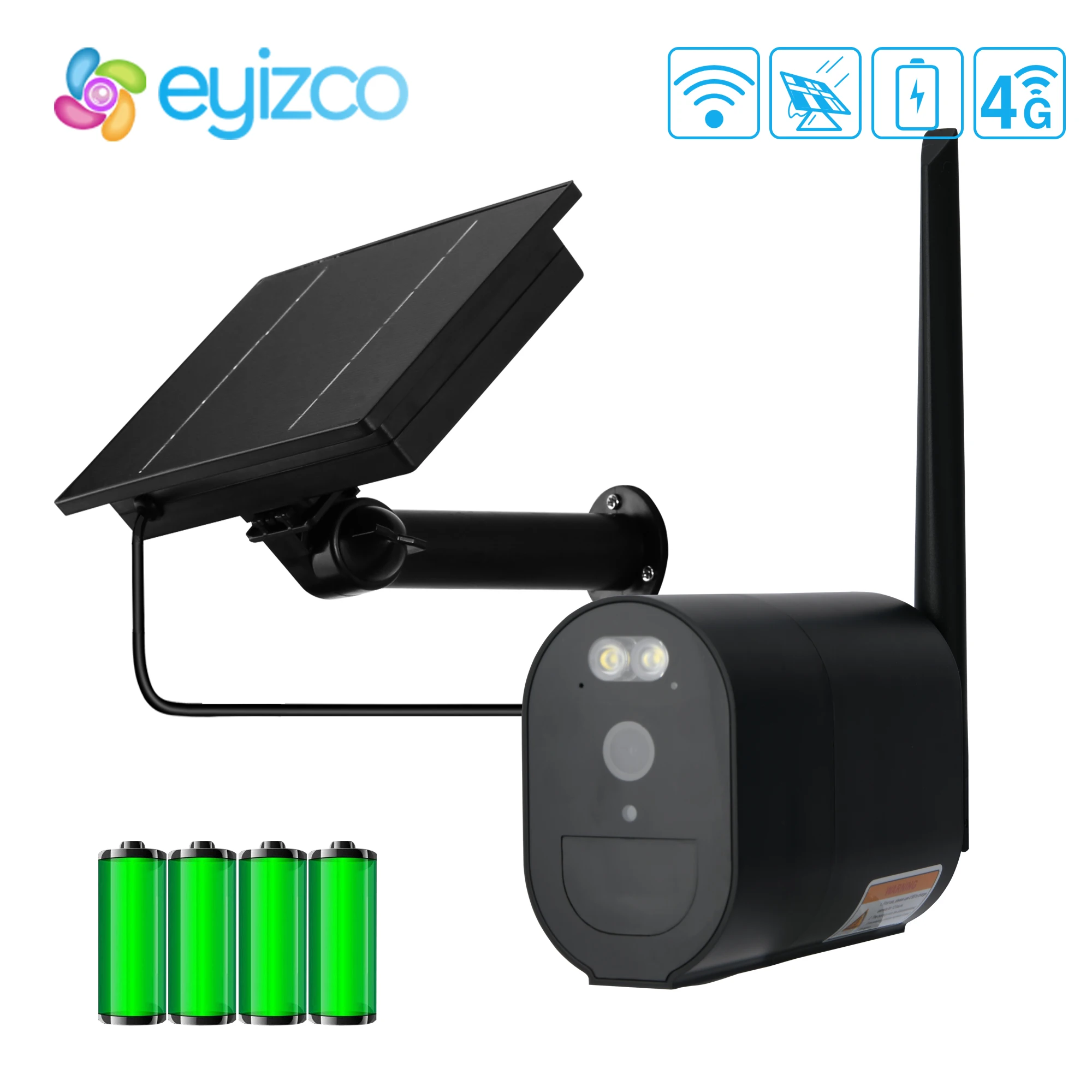 4g Ip Camera 3mp Wifi Outdoor 18650 Battery Solar Powerd Gsm Sim Card