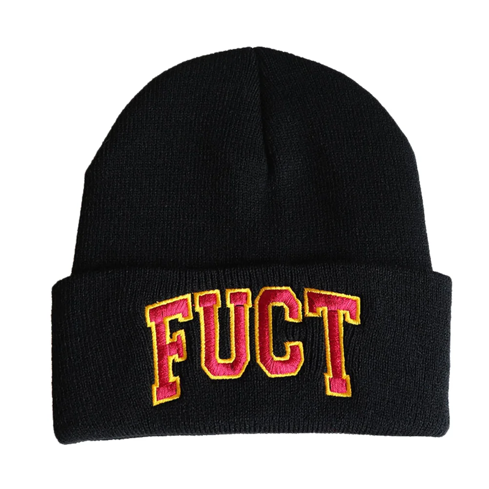 Вышивка FUCT Beanies шапки с манжетами простая вязаная шапочка теплые зимние вязаные головные уборы для мужчин и женщин хип-хоп повседневные с манжетами шапки бини женские