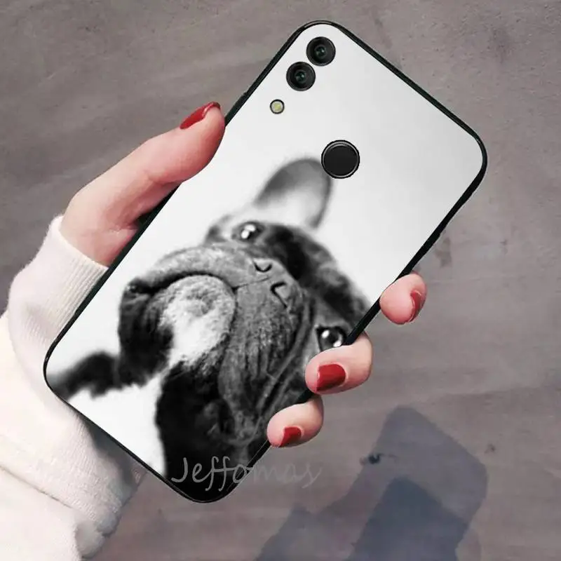 Cute Funny French Bulldog Phone Cover For Huawei Honor view 7a5.45inch 7c5.7inch 8x 8a 8c 9 9x 10 20 10i 20i lite pro pu case for huawei Cases For Huawei