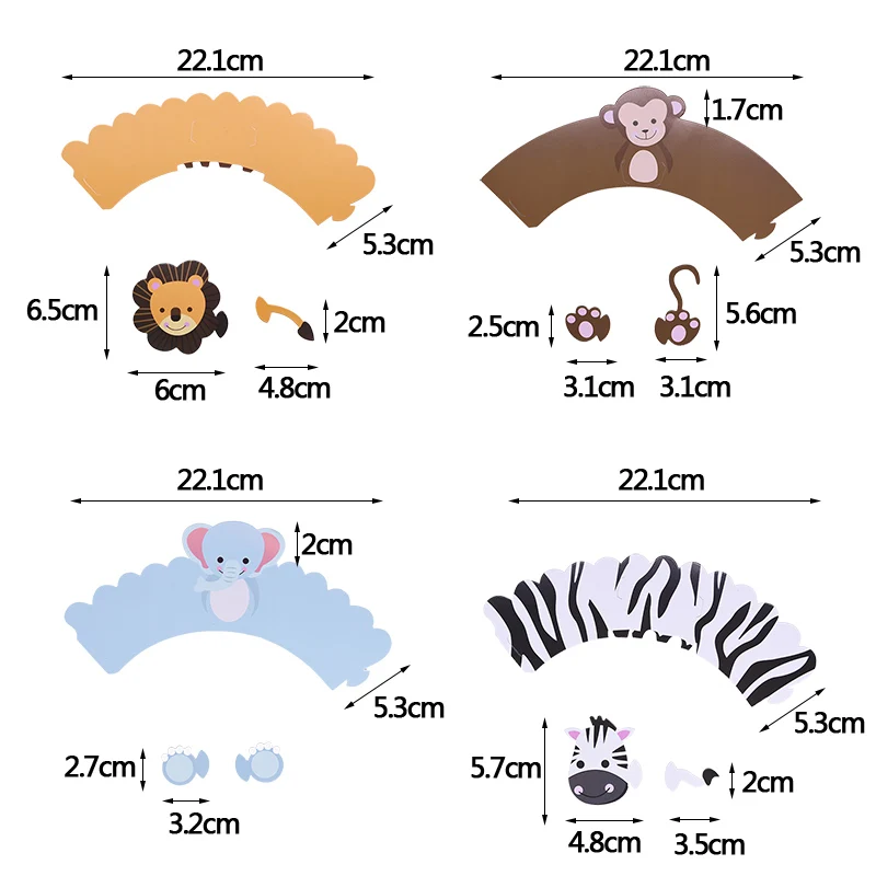 1 комплект сафари джунгли вечерние животные обертка для кексов торт Топпер Дети День рождения дома кекс для вечеринки для украшения детского душа 8
