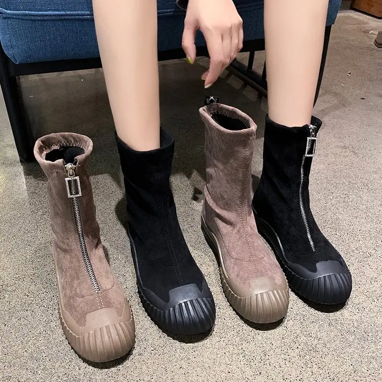 

Front zipper spring and autumn Martin lady's boots 2019 spring boots