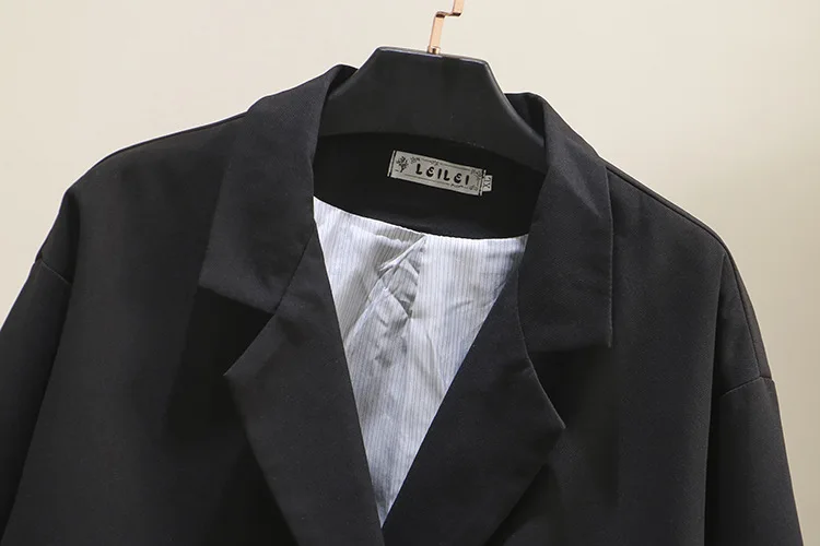 Женский пиджак свободного покроя размера плюс XL-4XL, двубортный свободный черный Женский блейзер высокого качества