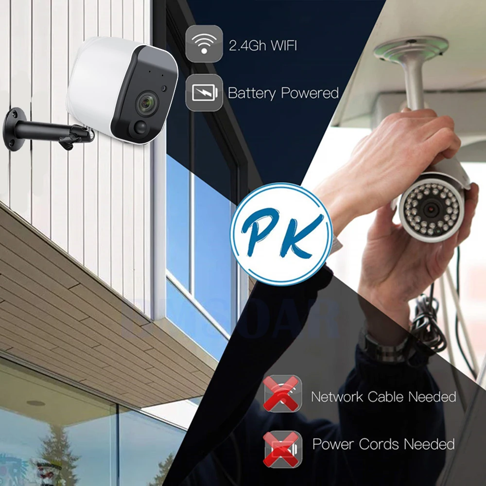 Беспроводная wifi ip-камера 1080P Встроенная перезаряжаемая батарея обеспечение безопасности в помещении наружное наблюдение 2MP PIR Обнаружение движения приложение