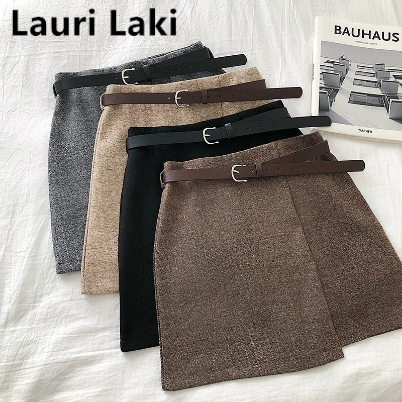 

Irregular A-line Mini Skirt Women Spring Autumn 2019 Elegant High Waist Skirt Ol Office Black Grey Skirt Mujer Vintage