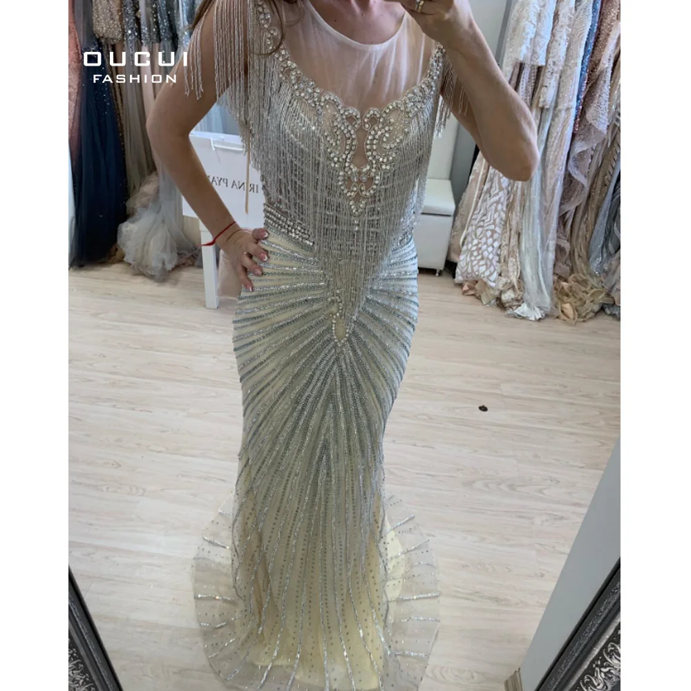 Роскошное длинное вечернее платье Русалочки размера плюс,, vestido de festa, стразы, бисероплетение, вечерние платья OL103632