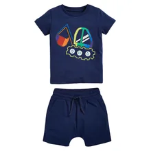 

Children Summer Baby Boy Boutique Clothes Toddler Excavator Print Tops Cotton Birthday Clothing Set for Kids 2 3 4 5 6 7 Years