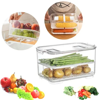 

1PC Refrigerator Food Storage Containers With Lids Kitchen Storage Seal Tank Plastic Separate Vegetable Fruit Fresh Box M/L