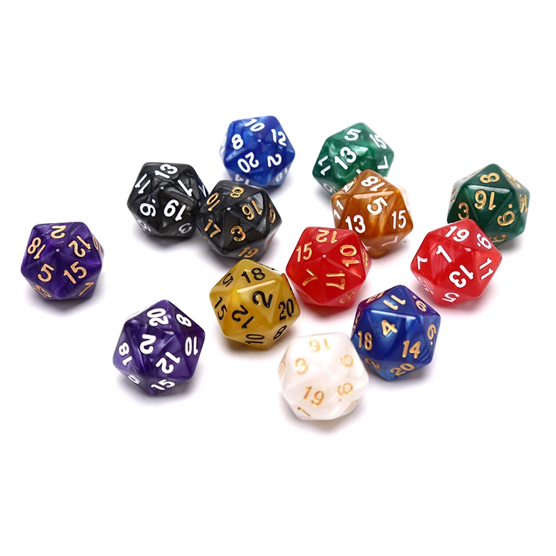 1 шт. прочные перламутровые D20 акриловые игральные кости с 20 сторон для настольной