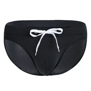 

Summer Swimming Trunks Slim Drawstring Low Waist Briefs Solid Color Men's Briefs