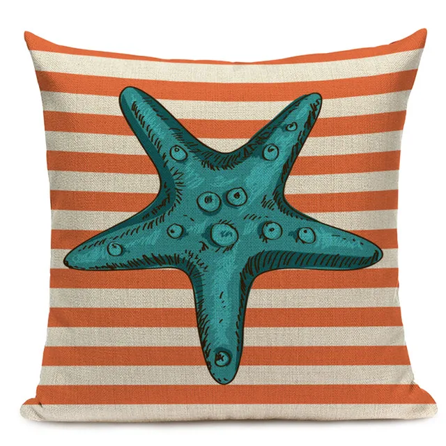 Decorative Cotton Retro Painting marine decoration Pillow Covers 45Cmx45Cm Square Replacement Printed Cushions Pillow Case - Цвет: 12