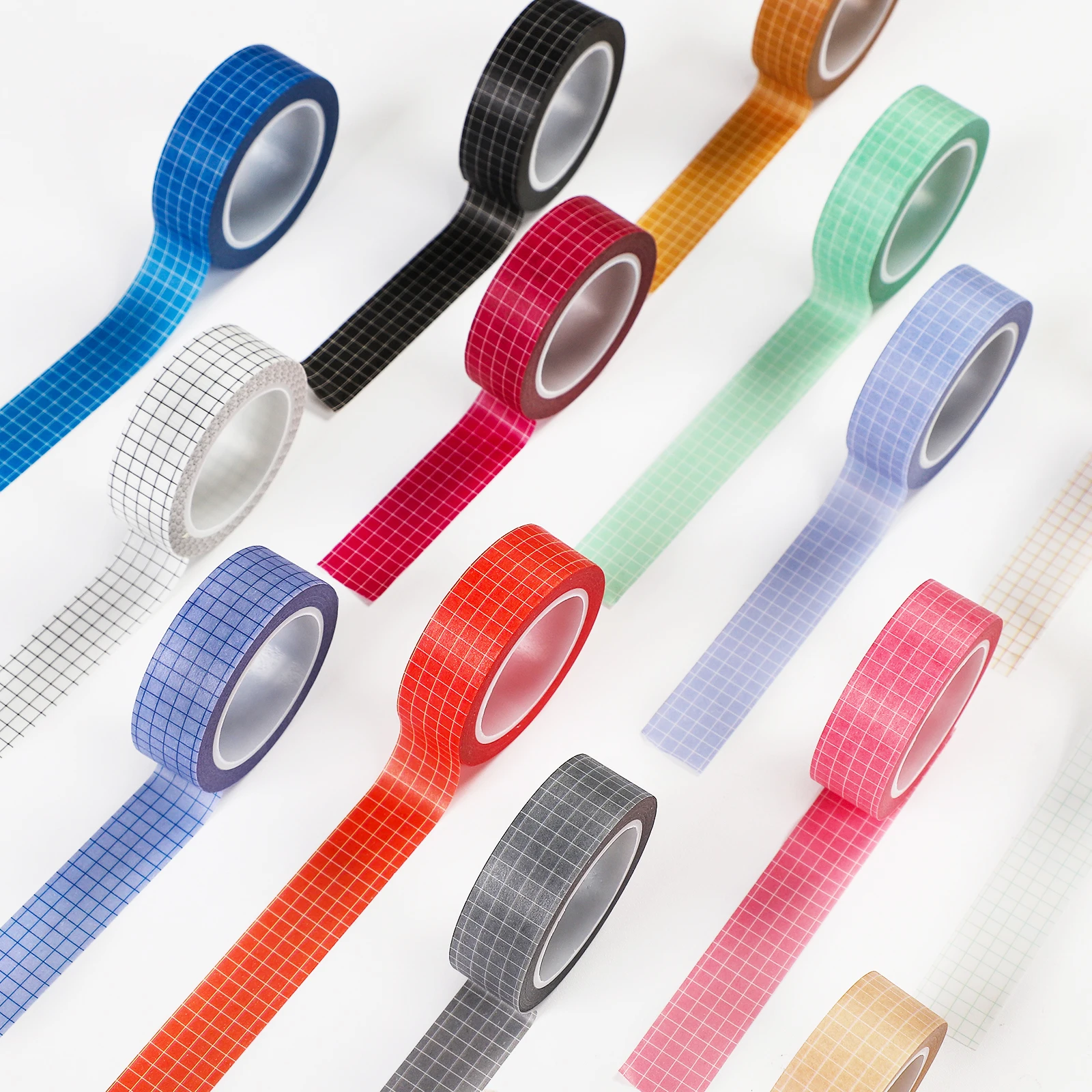 

JIANWU 7 Pcs/Set Colorful Grid DIY Washi Tape Scrapbooking Journal Decorative Masking Tape School Supplies Kawaii Stationery