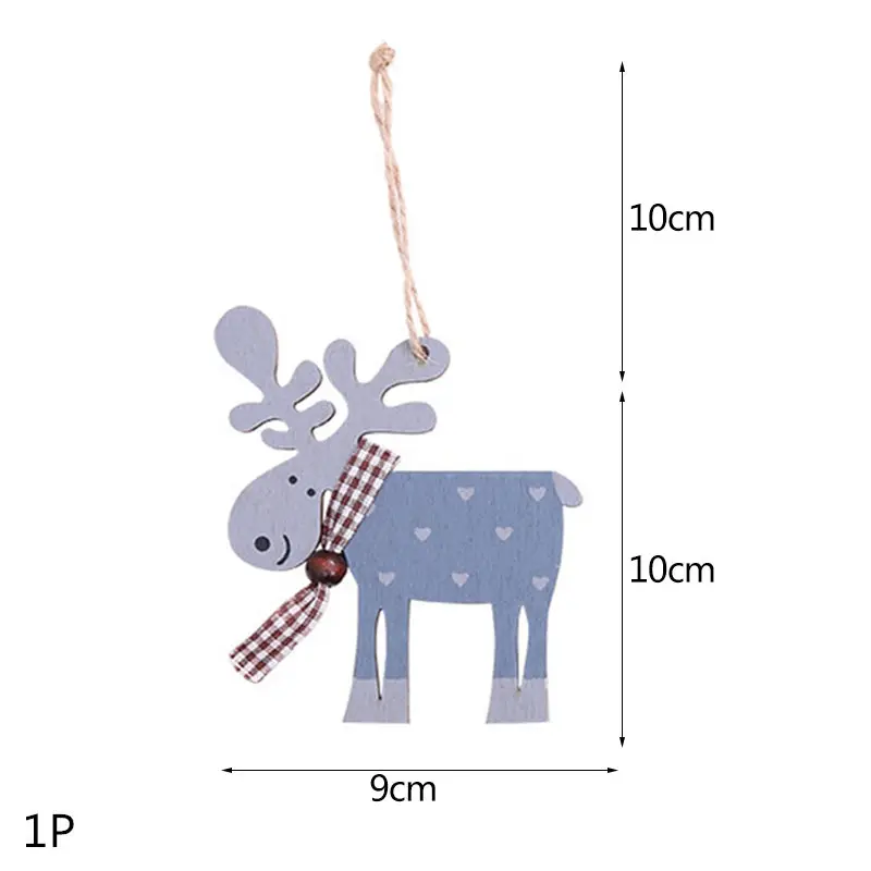 1P-378-B04 Multi Style Christmas Wooden Pendant Creative Wood Craft Ornaments DIY Chriatmas Tree Hanging Decoration Xmas Gift Supplies - Цвет: 1P-378-B04
