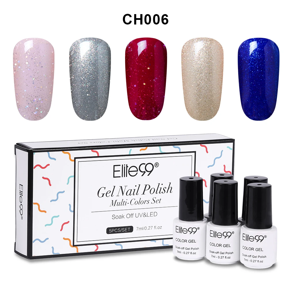 7ML-5PCS-EGCH006 Elite99, 10 мл, винно-красный Гель-лак для ногтей, маникюрный Гель-лак для ногтей, Полупостоянный УФ-гель, гибридный лак, рождественский подарок - Цвет: 7ML-5PCS-EGCH006
