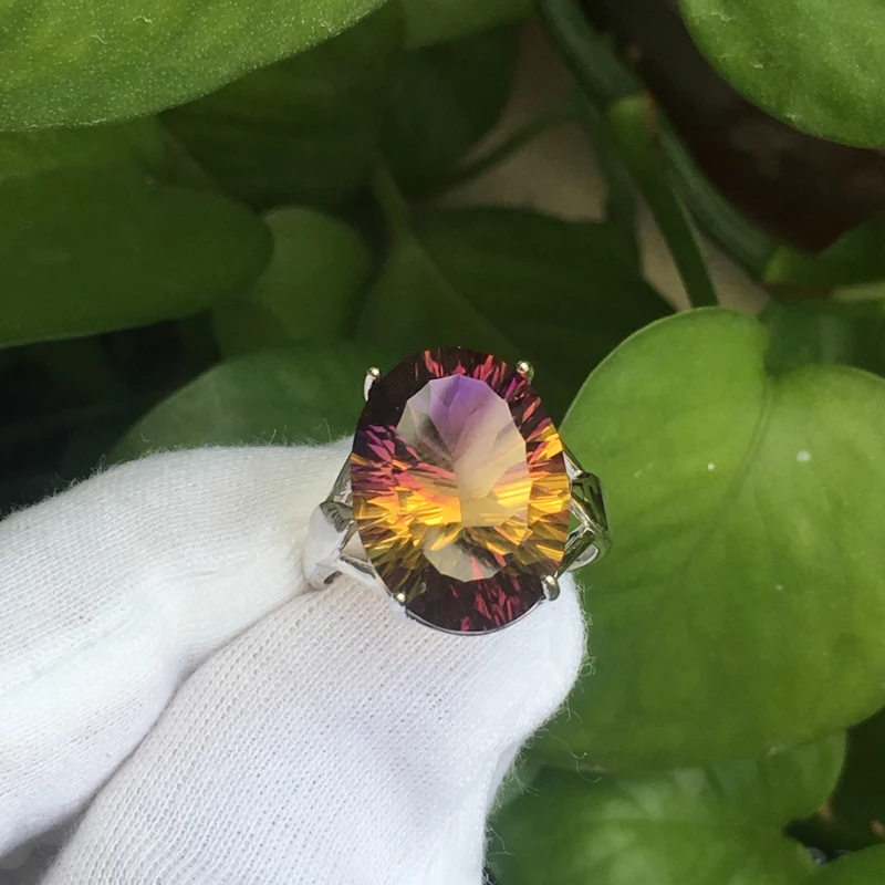 CSJ Элегантное Кольцо большого размера Аметрин Кварц oval12* 16 м cancave cut fine jewelry обручальные кольца для женщин леди девушка подарок