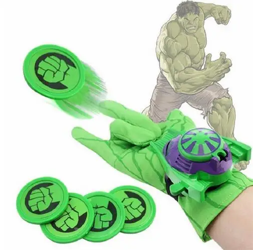 Hulk Kids Spider man Iron Man Batman Superman Launchers Hulk Action Figure Costume Glove MarvelING Toy Emitter Halloween Gift - Цвет: Hulk