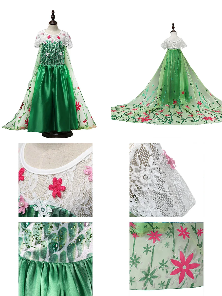 Girl Princess Dress Cosplay Elsa Costume Fancy Dress Kid Halloween Carnival Snow Queen Elza Clothing Party Blue Dress Girls Gift