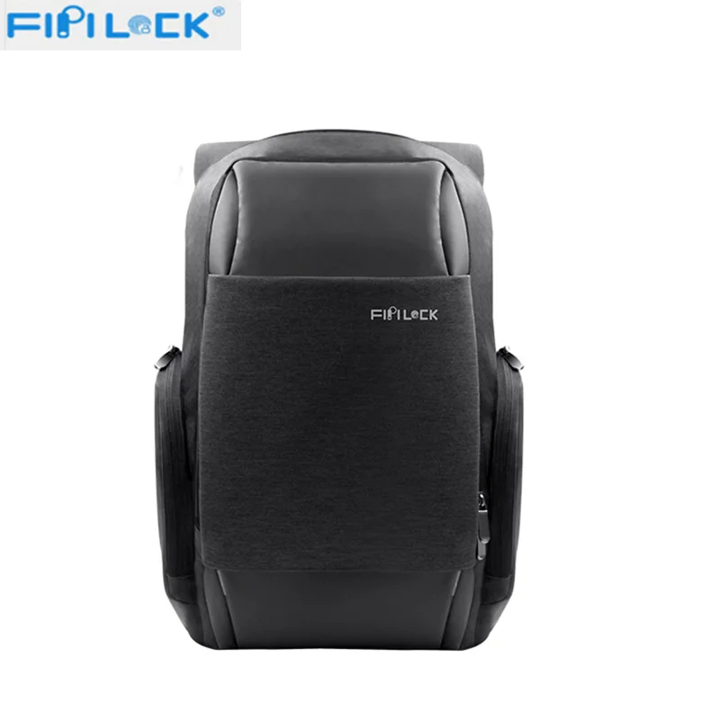 Fipilock FL-V3 отпечаток пальца рюкзак Usb зарядка противоугонные рюкзаки Повседневный стиль сумки умный БЕСКЛЮЧЕВОЙ замок бизнес дорожная сумка - Цвет: Черный