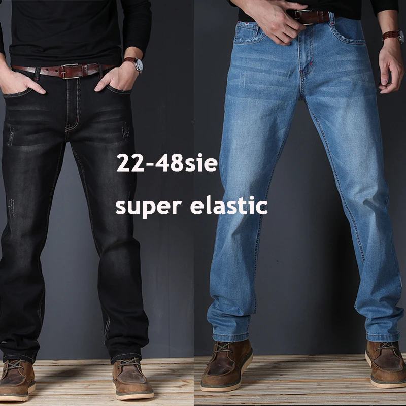 Men's Elastic Large Size Jeans 44 46 48 Stretch Casual Business Trousers Men Autumn Pants Elastic Jeans Work Pants for Men pants