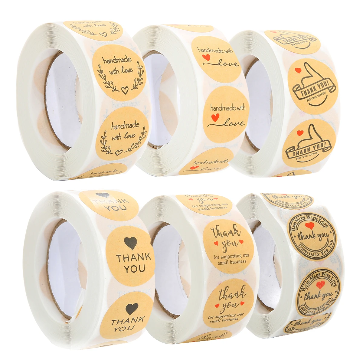 Round natural kraft handmade stickers Scrapbooking For package Adhesive Thank you sticker Seal labels 500pcs/roll handbook stickers roll packaging stickers packaging stickers decorative labels stickers kraft paper stickers paper stickers thank you stickers adhesive stickers self adhesive stickers stationery stickers decorative stickers diy scrapbooking accessories