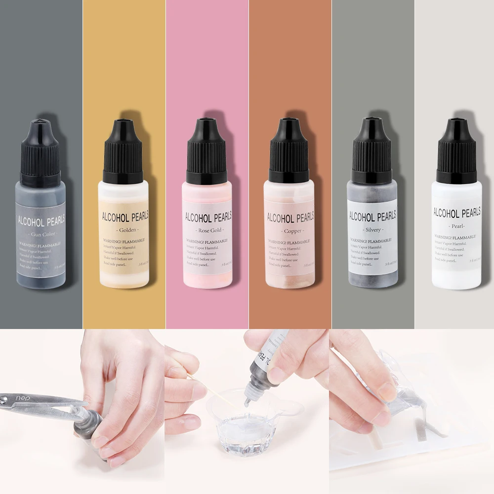 6 Colors 15ml Metallic Alcohol Pigment Resin Dye Alcohol-Based Ink Concentrated Paint Epoxy Colorant Casting Crafts |