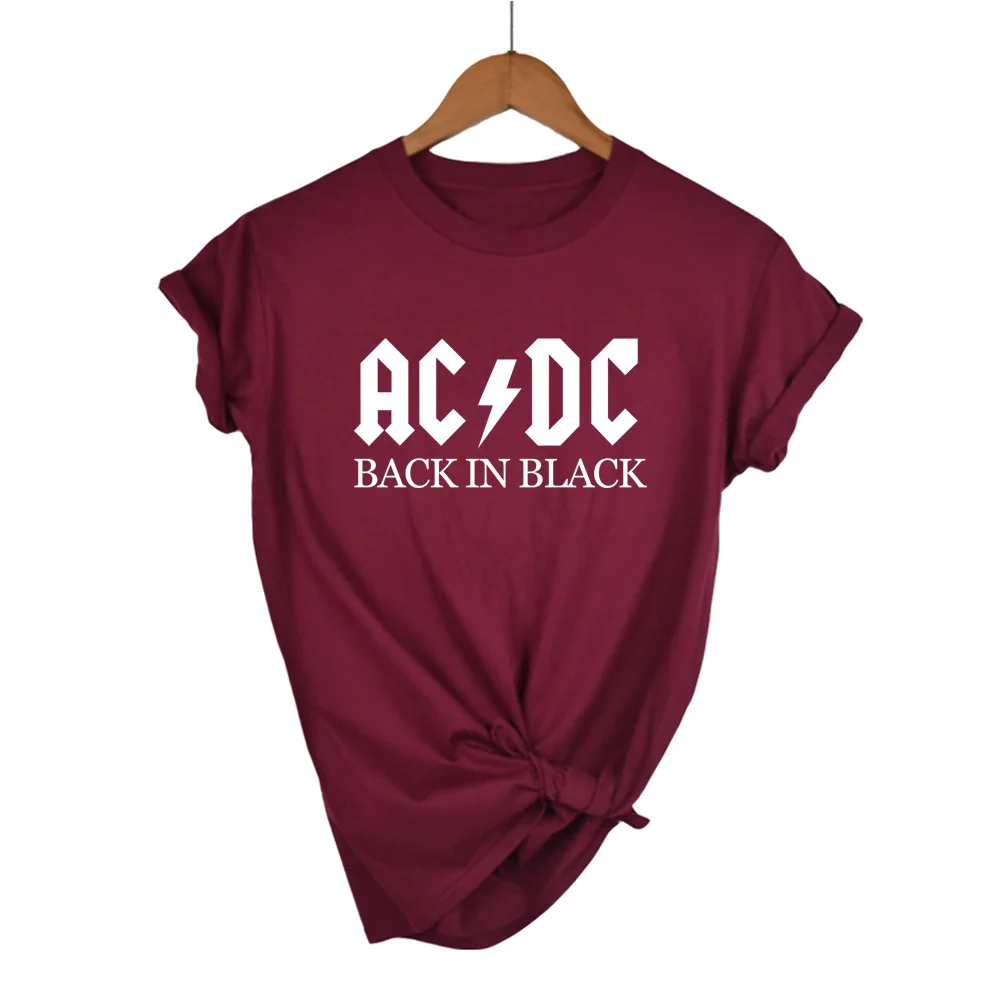 

AC/DC Band Rock harajuku T-Shirt Women's ACDC BLACK Letter Printed Graphic Tshirts Fashion Summer Music Short Sleeve Tops Tee