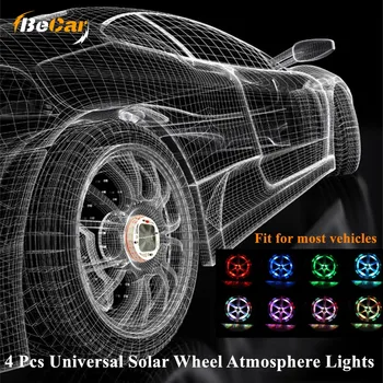 

4 Pcs Universal Solar Car Hub Lamp Floating Illumination Wheel Caps Led Decorative Atmosphere Lighting Cap For Benz For BMW