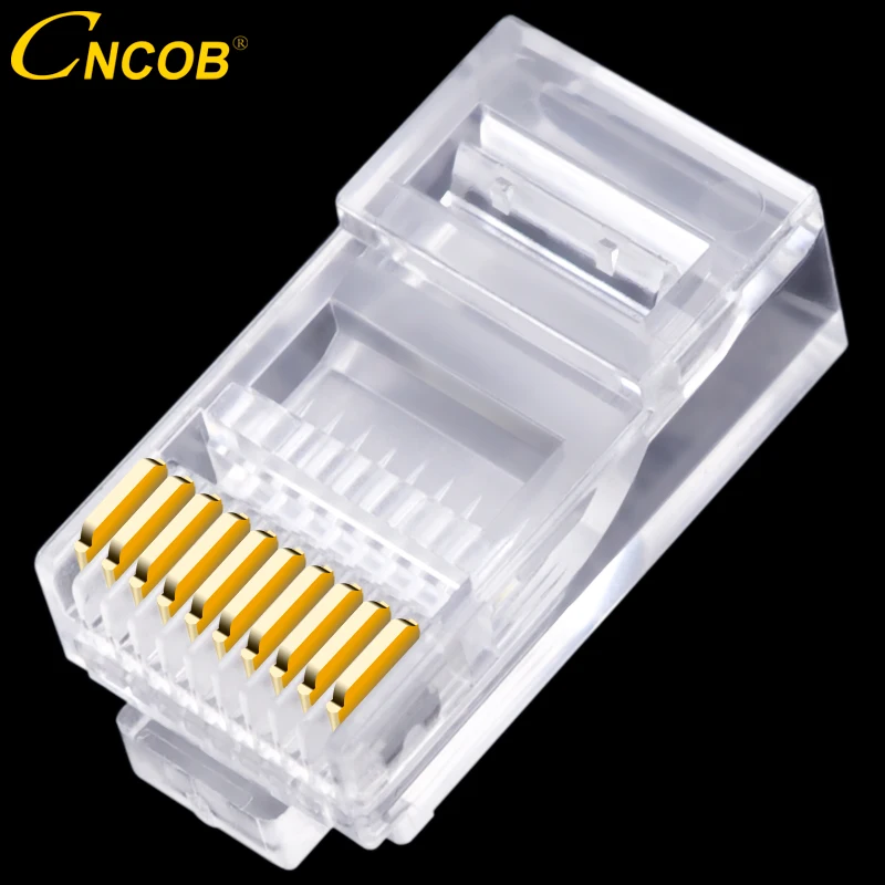 

CNCOB 10P10C RJ48 RJ50 Cat5E UTP Ethernet Connector Pure Copper Chips Modular Crystal Plug 10-Pin Network Cable Connector 30pcs