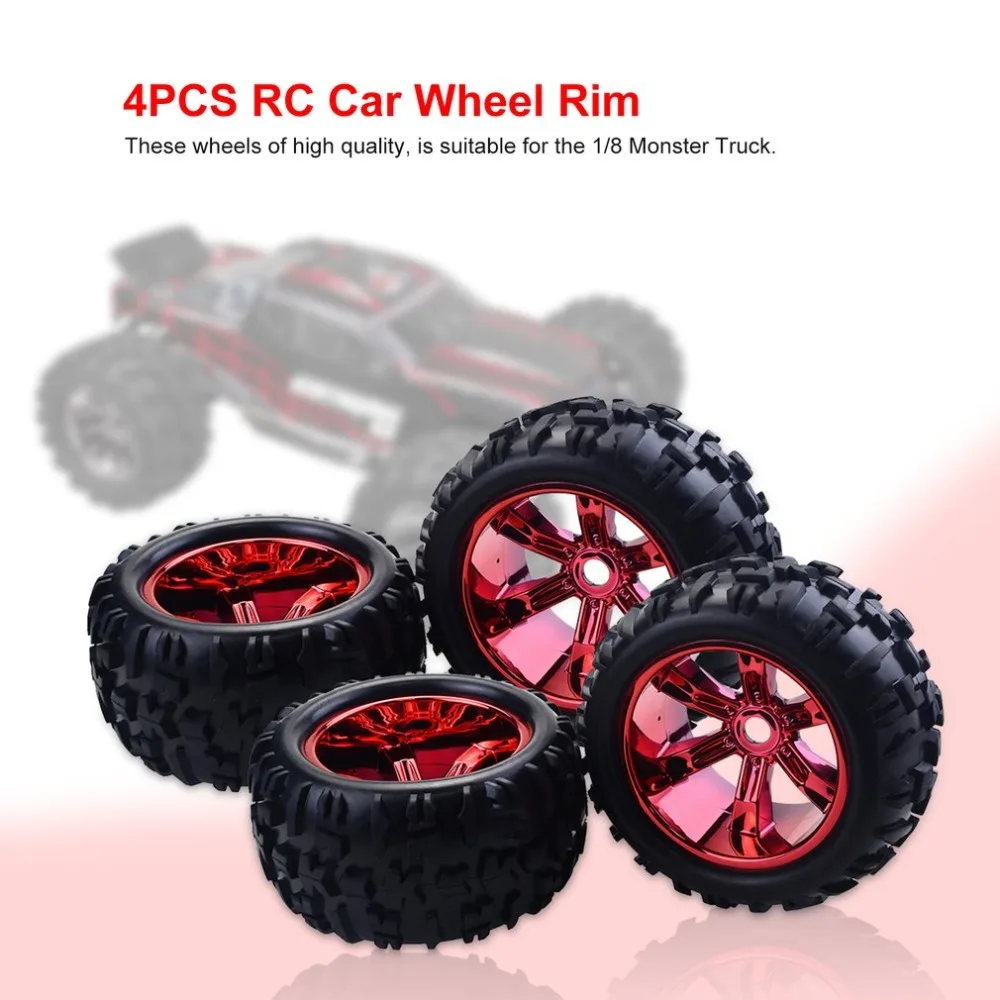 4 шт. колесо радиоуправляемого автомобиля обод шины для Redcat Hsp Kyosho Hobao Hongnor Team Losi GM HPI 1/8 Truggy Monster Truck Резиновые шины 17 мм шестигранные
