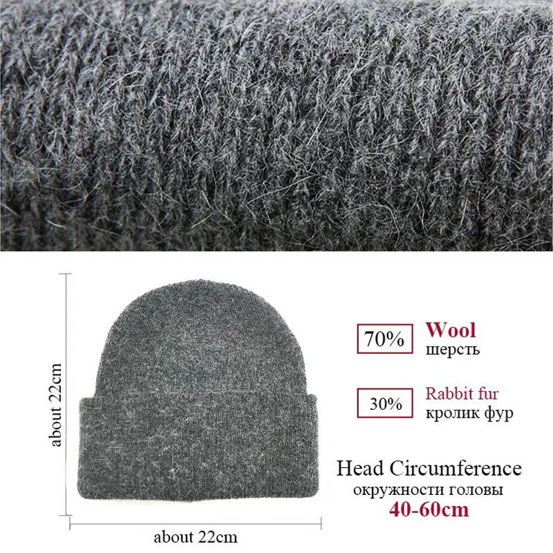 Men Slouch Wool Knitted Beanie Hats Winter Warm Thick Stretch Black Men Beanies Skullies Hats Ski Cap Gorro Invierno Hombre