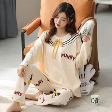 Autumn and Winter Comfortable and Cozy Ladies Cotton Home Wear Pajamas Women's Suit Sweet Casual Pajamas Two-piece Suit