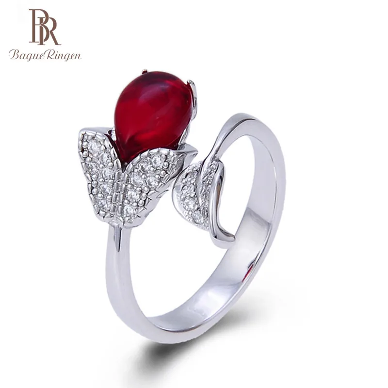 Bague Ringen, 925 пробы, серебряное кольцо, роскошный дизайн, для женщин, с 8,5*5,8 мм, создан рубиновый драгоценный камень, для девушек, вечерние, подарок