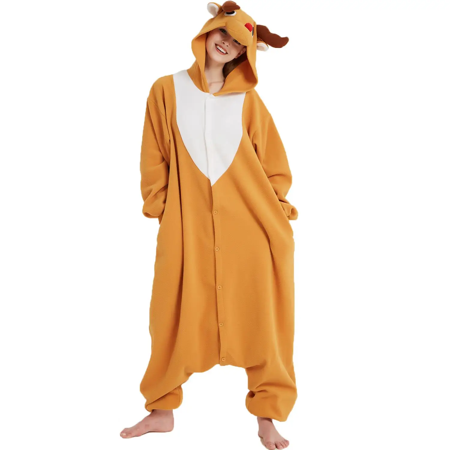Christmas Deer Fe Взрослые пижамы с рисунками животных из Для женщин пижамы кигуруми, все в одном, пижама с животным костюмы Косплэй стежка льва пижама в виде костюма волка комплект Пижама с рисунками из мультфильмов - Цвет: Christmas Deer Fe
