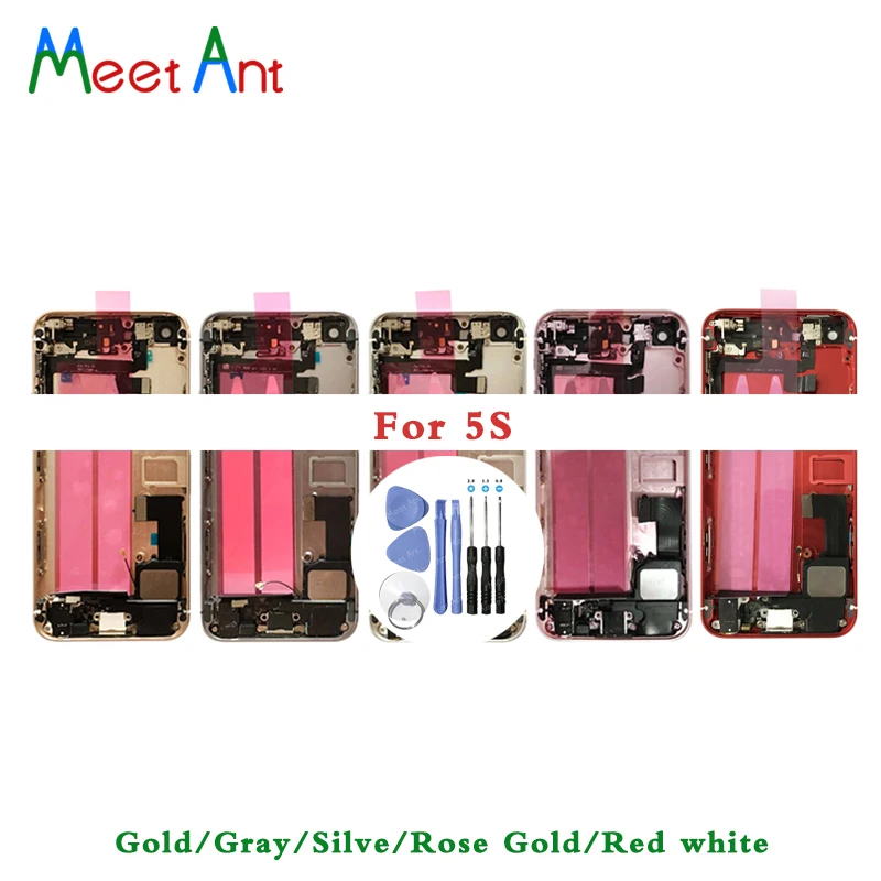

AAA For iphone 5 5G / 5S / SE Back Middle Frame Chassis Full Housing Assembly Battery Cover Door Rear with Flex Cable + Tool