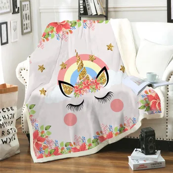 

Cartoon Cute Unicorn Blanket Warm Thick Lamb Wool Fleece Blankets Winter Bed Blankets Winter Bedspread Quilts Air Mail Blankets