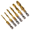 6PCS M3-M10 Shank Hexagonal Titanium Hand Plated HSS Metric Thread Tap Drill Bits  drill bits for metal  drill bit set ► Photo 2/5