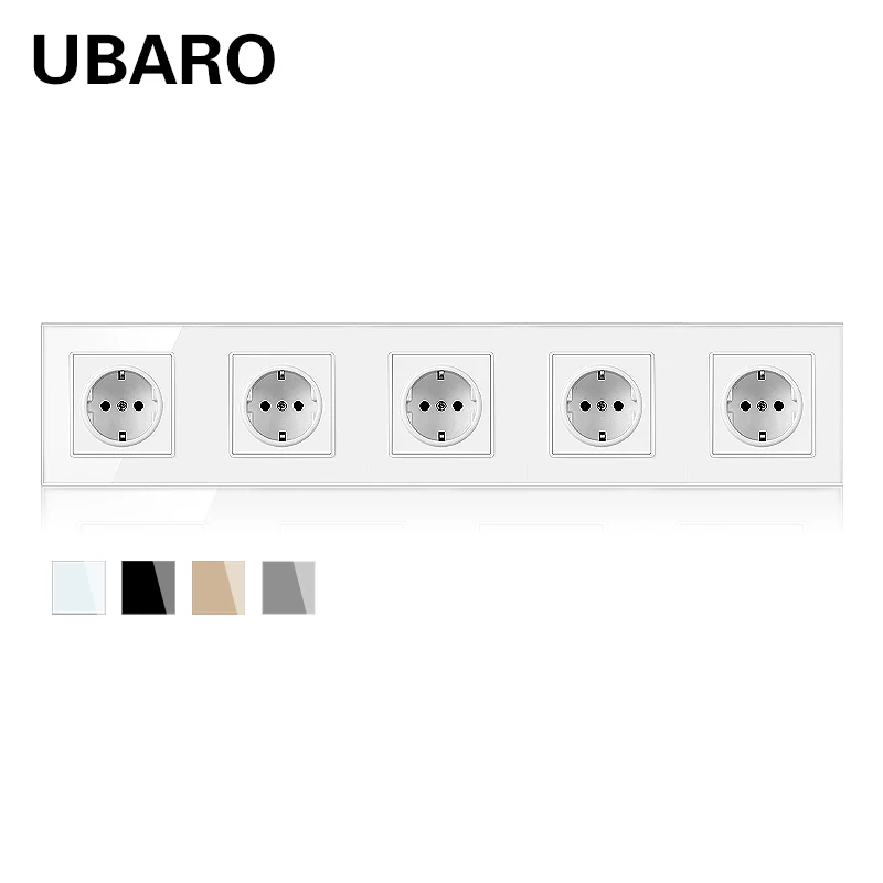 

UBARO 430*86 мм немецкая стандартная настенная розетка из закаленного стекла с двойным Usb 5 в 2 а электрические розетки розетка стандарта 16А