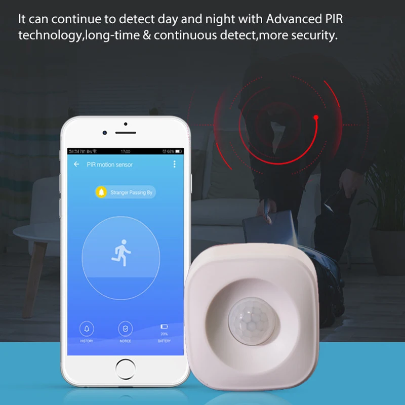 Умный беспроводной PIR датчик движения, детектор, совместимый с Google Home, умный дом Alexa Echo PI669