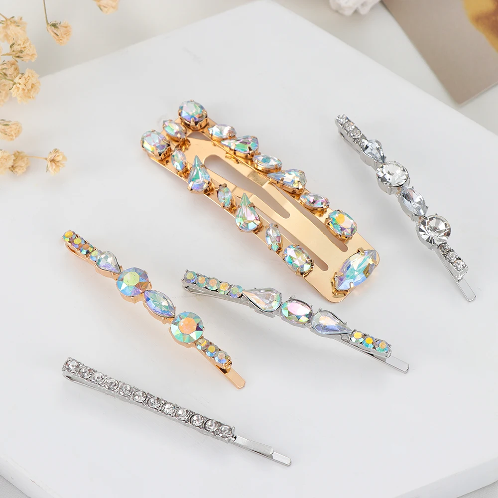 

Fashion Women Crystal Rhinestone Hairpin Charming Colorful Bling Hair Clips Elegant Party Bobby Pins Ladies Hair Jewelry