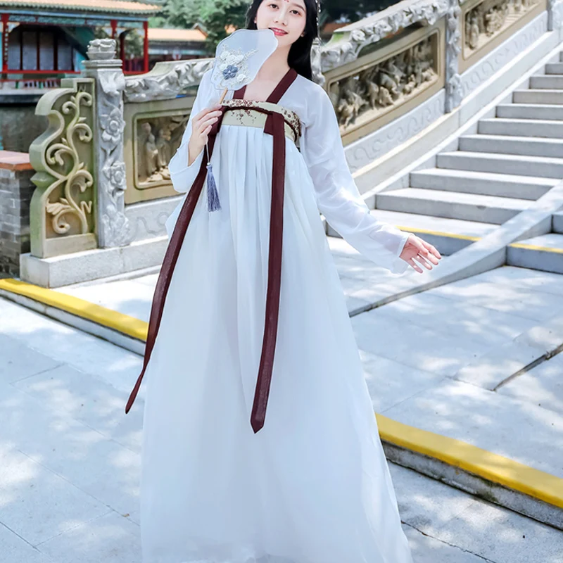 Hanfu китайские танцевальные костюмы Qing платья древняя принцесса шезлонг платье для женщин Традиционный китайский народный танец одежда DL4465