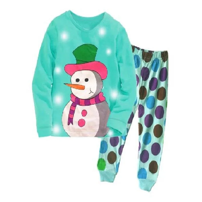 Милый пижамный комплект с рождественским принтом для девочек; хлопковый Новогодний комплект одежды для сна с длинными рукавами; детский Пижамный костюм хорошего качества - Цвет: L30316
