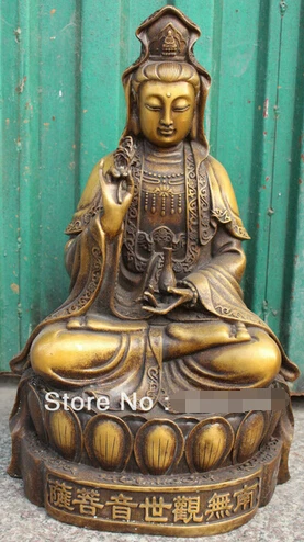 Бесплатная доставка 22 &quotКитайская бронзовая ваза Кван Инь Гуаньинь Гуань Будда