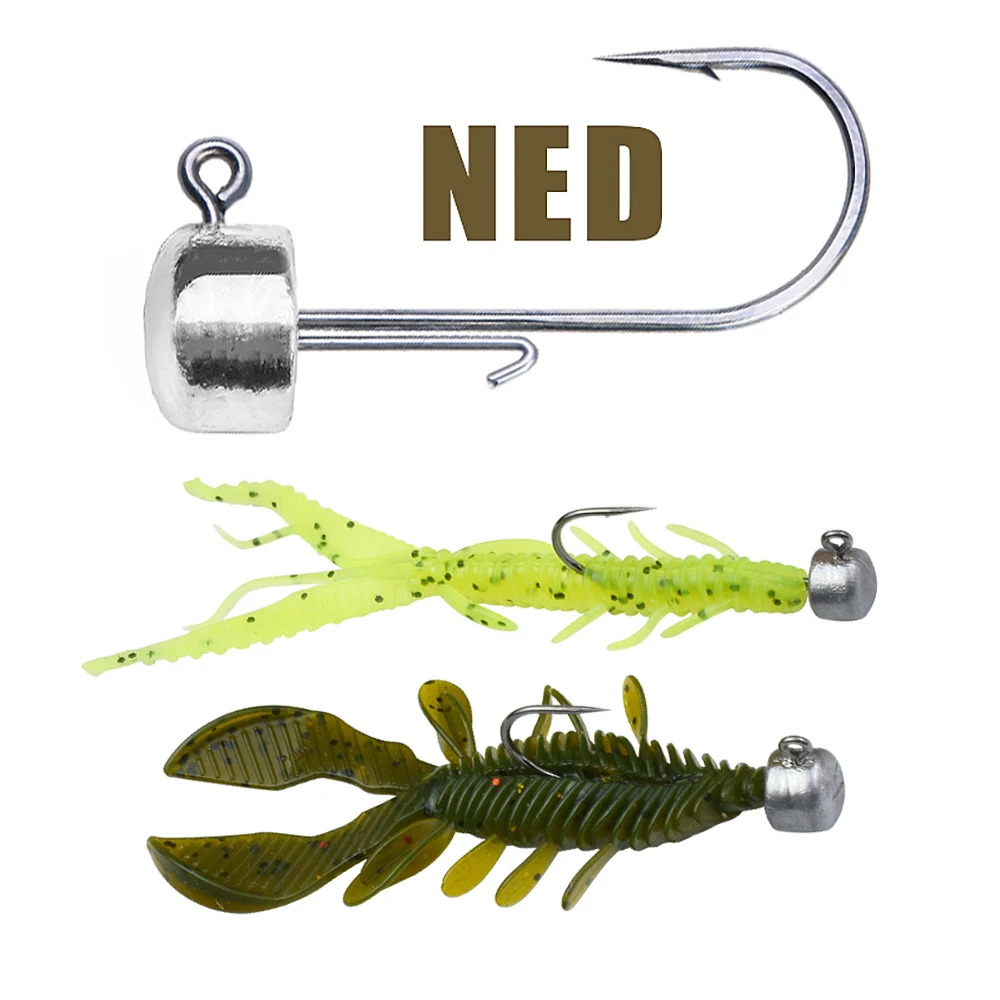 10pcs Winter Fishing Jig NED Head Hooks 2.5g 3.5g 5g 6g Soft Worm Hook Bass  Carp Fishing Tackle 2021 For Fishing Hooks