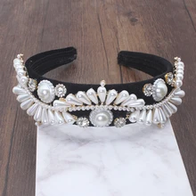 Корейская корона в форме капли жемчуг кристалл цветок лента для волос Блестящий Циркон ретро аксессуары для волос девушка Корона повязка на голову Женский