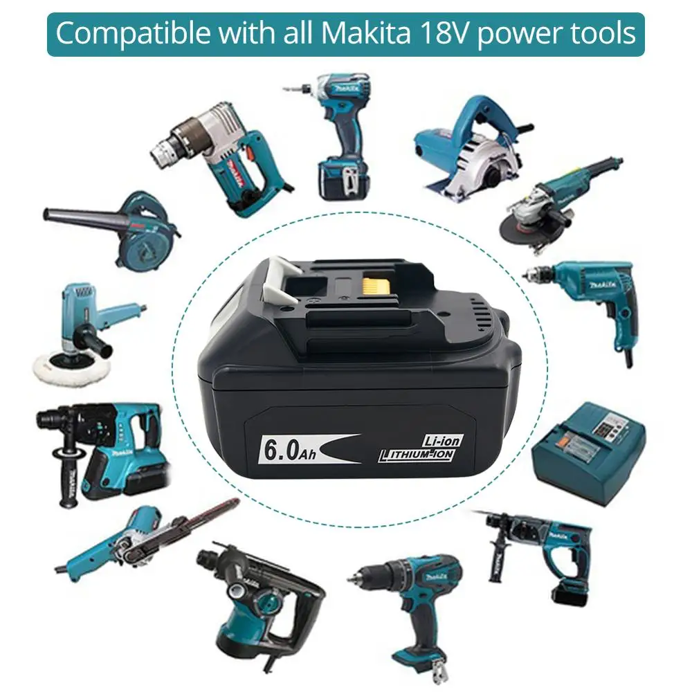 BL1860B 18 в 6000 мАч Сменный аккумулятор для Makita BL1850B BL1860 BL1840 BL1815 аккумуляторная дрель с одной ячейкой баланс защиты