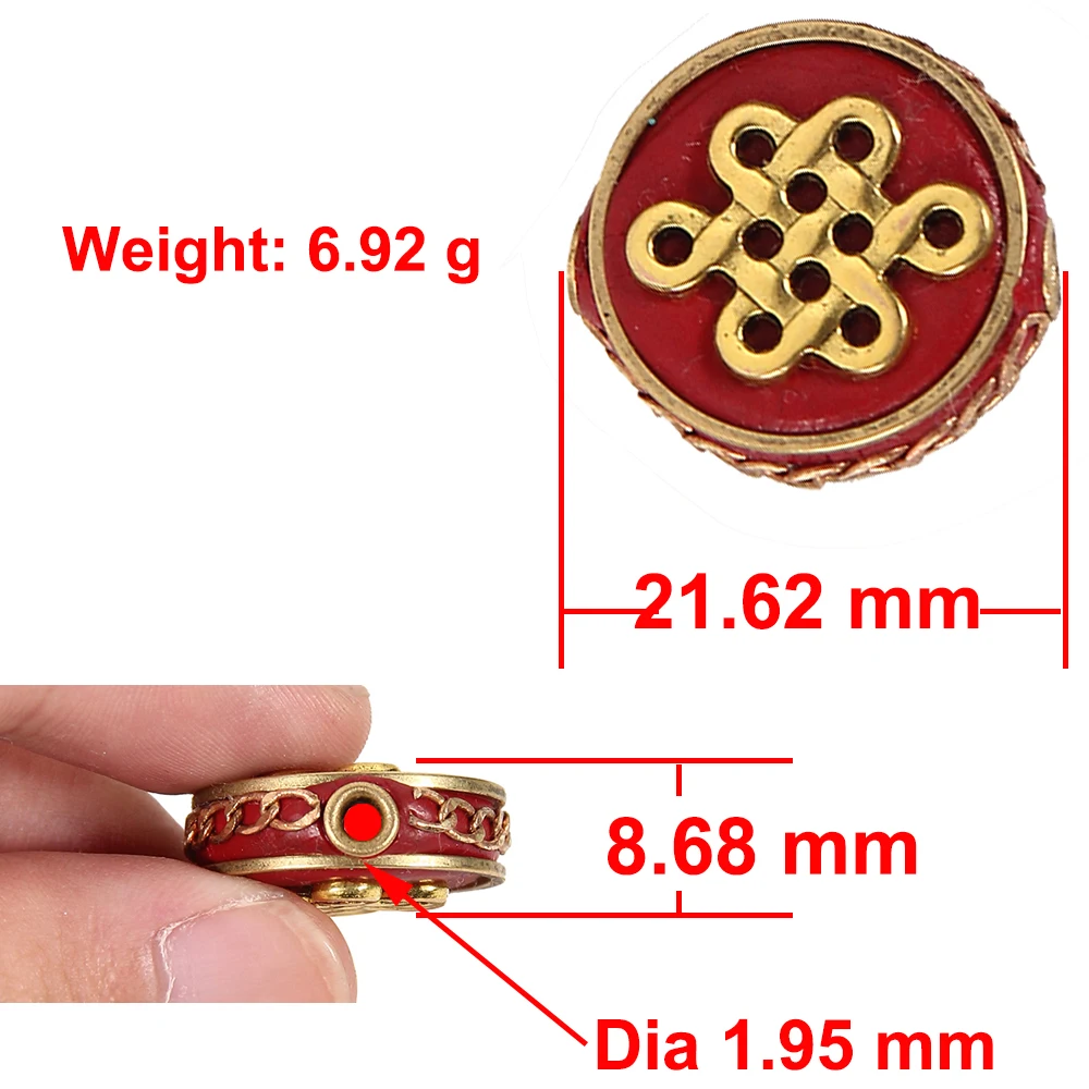 Непальская бусина в стиле ретро, 1 шт., плоская круглая бусина с буквой ручной работы под старину из золотисто-красной глины для самостоятельного изготовления тибетских украшений, модель 27101