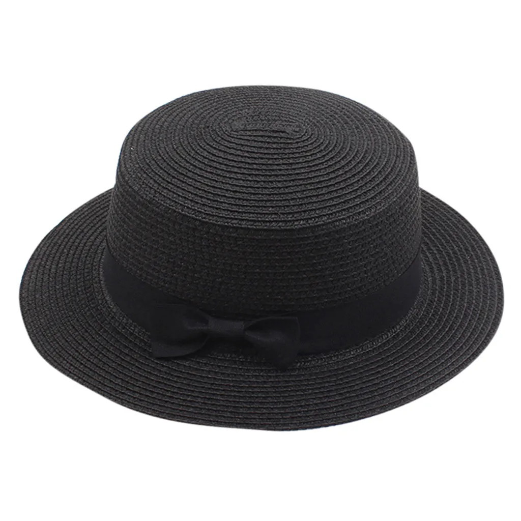 Соломенная Солнцезащитная женская шляпа с бантом для отдыха, женская летняя однотонная шляпа, солнцезащитный козырек, Соломенная пляжная шляпа czapka zimowa# X2