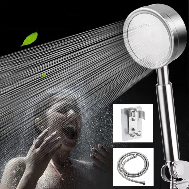 304StainlessSteelPressurizedShowerHeadAntiFallWaterSavingSprayNozzleShowerSet