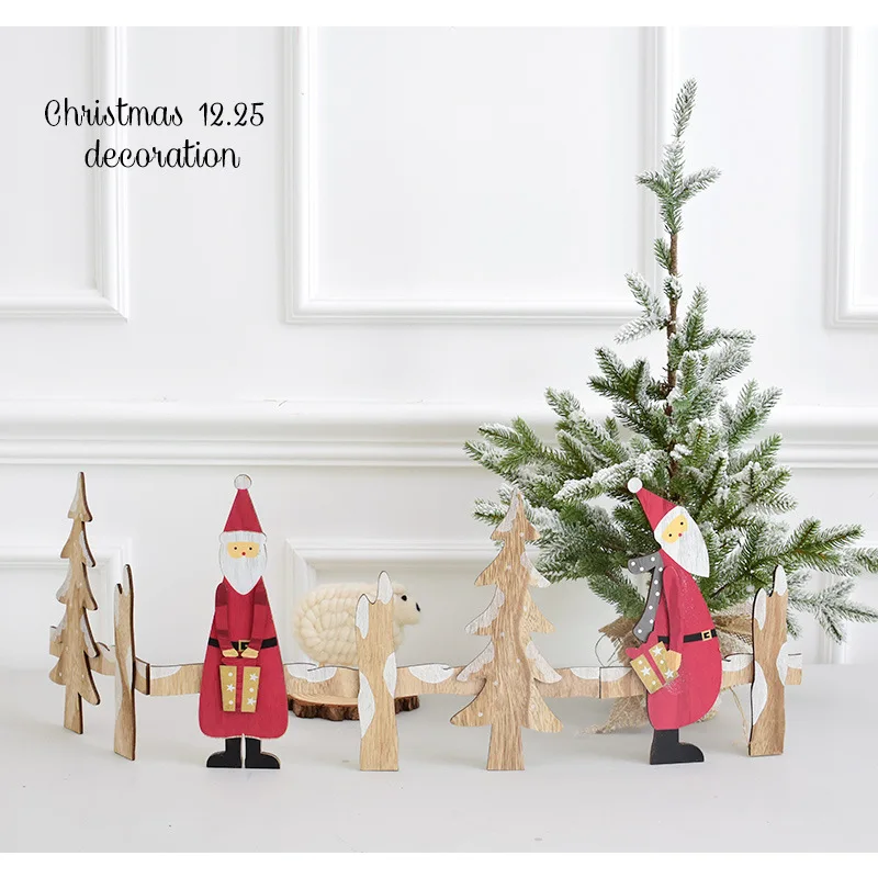 Скандинавский деревянный забор Санта Клауса устанавливающий лося украшения