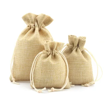 

100pcs Small Linen Poouch Burlap Jute Sack Drawstring Gift Bags Jewelry Pouch Natural Linen Birthday Party Candy Storage Pouch