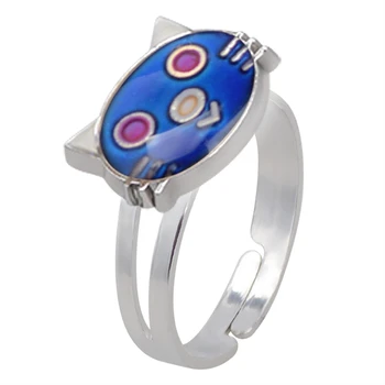 

1pc Cat Mood Ring Color Change Mood Ring Adjustable Emotion Feeling Changeable Temperature Ring Animal Jewelry Dropshipping